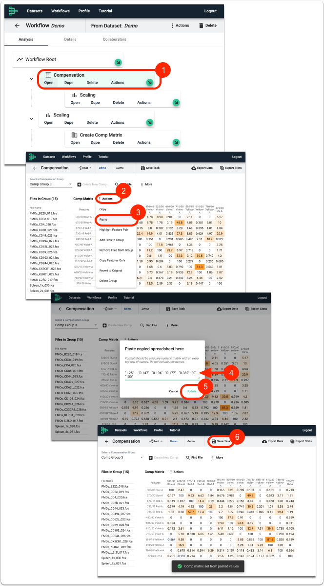 Copy and Apply Compensation Matrix