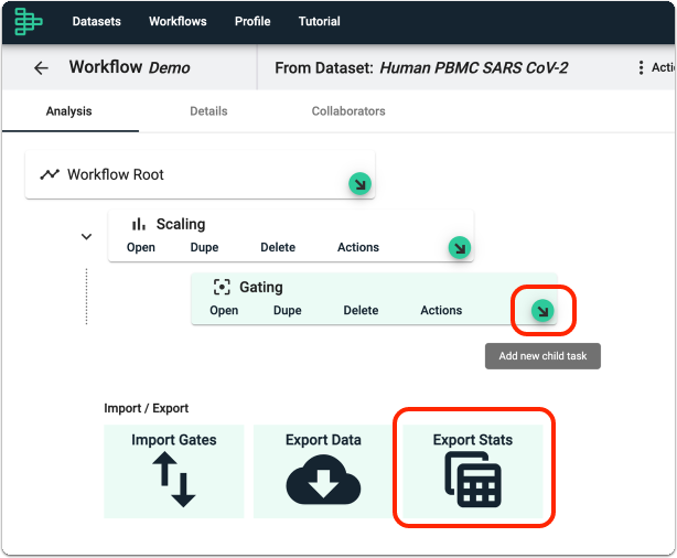 Add a Export Statistics task to your workflow