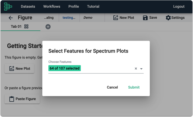 Feature options for NxN plots